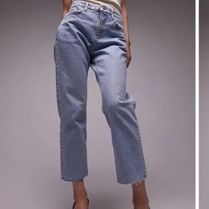 Topshop Raw Hem Crop Straight Leg Jean